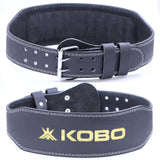 Kobo Weight Lifting Belt Gym Fitness, Natural Genuine Leather 4” Padded Back Support, 8 Adjustable Holes, Weightlifting Powerlifting Bodybuilding Deadlift Squat Workout Strength Training, Men Women
