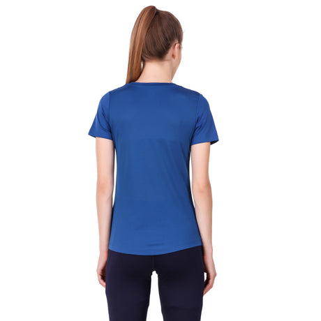 Alcis Women Blue Printed Round Neck T-shirt | Alcis