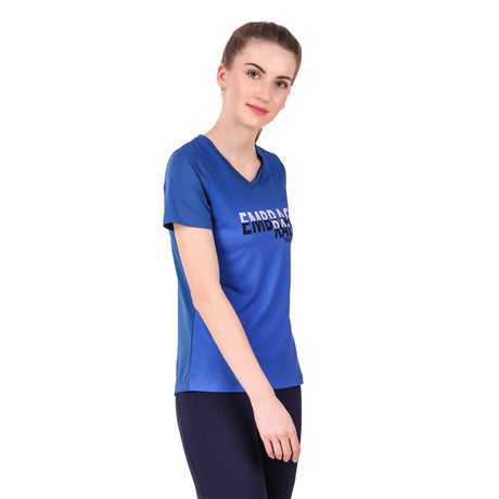 Alcis Women Blue Printed Round Neck T-shirt | Alcis