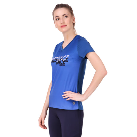 Alcis Women Blue Printed Round Neck T-shirt | Alcis