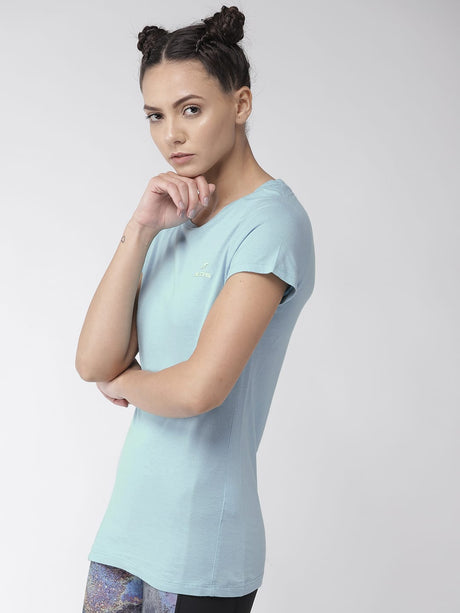 Alcis Women Sea Green Solid Round Neck T-shirt | Alcis