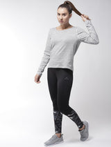Alcis Women White Navy Blue Slim Fit Striped Round Neck Yoga T-shirt