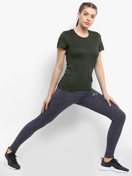 Alcis Women Olive Green Solid Round Neck T-shirt | Alcis