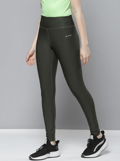 Alcis Women Olive Green Solid Tights | Alcis
