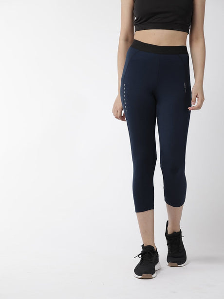 Alcis Women Navy Blue Solid Cropped Tights | Alcis