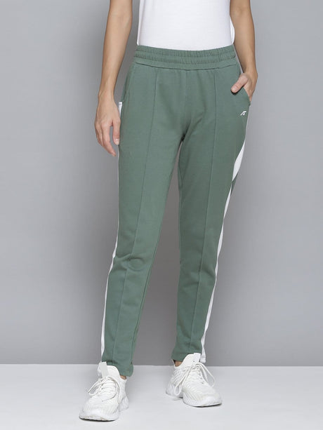 Alcis Women Green & White Striped Track Pants | Alcis