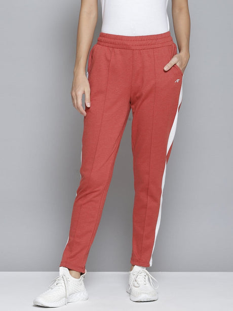 Alcis Women Orange & White Striped Slim-Fit Track Pants | Alcis