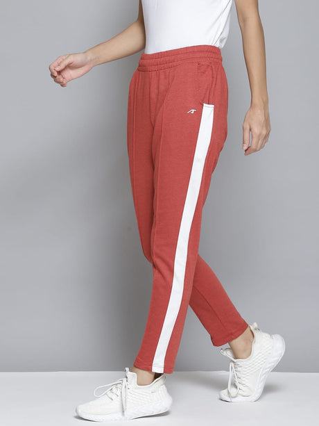 Alcis Women Orange & White Striped Slim-Fit Track Pants | Alcis