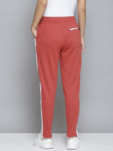 Alcis Women Orange & White Striped Slim-Fit Track Pants