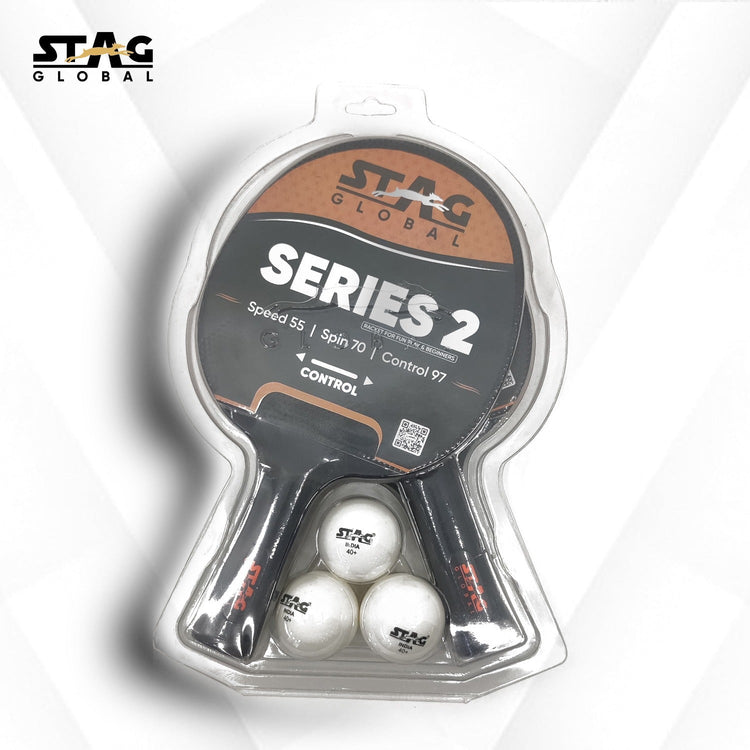 STAG GLOBAL ( 2024 Model ) Series 2 Table Tennis Playset (2 Racquets & 3 Balls)