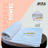 STAG GLOBAL Sports Towel – 100% Cotton | Quick Dry | Lightweight & Compact | White