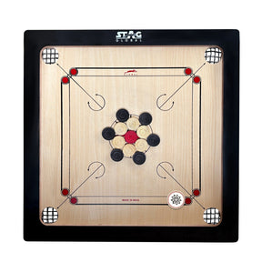 STAG GLOBAL Midi Carrom Board Set 20x20 Inch with Coins, Striker & Powder – Smooth Finish