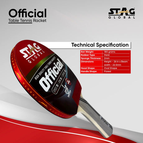 STAG GLOBAL Official Table Tennis Racket | ITTF Approved Rubber | Professional T.T Racket | Superior Control & Spin