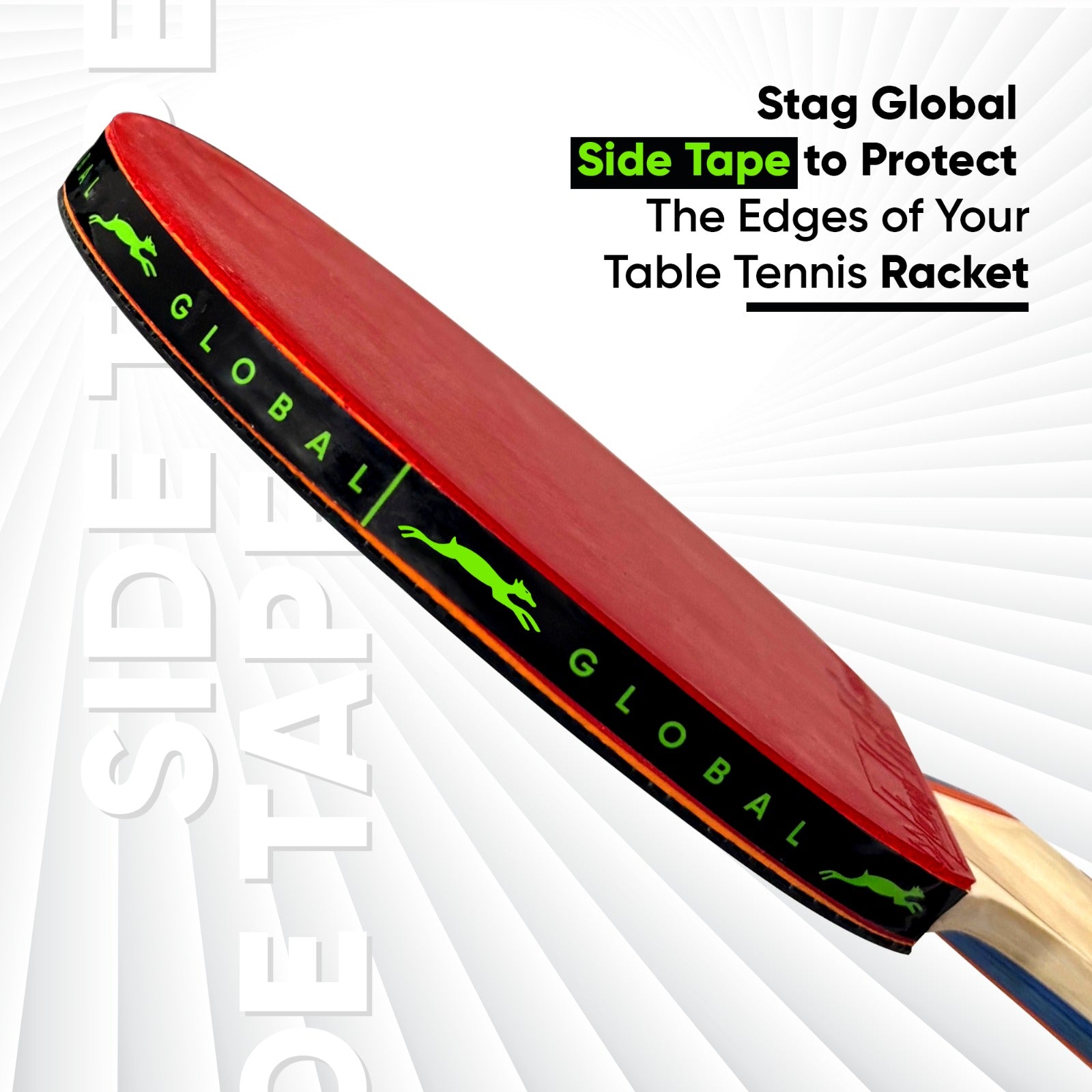 STAG GLOBAL Pack Of 2 Table Tennis Racket Side Tape – Edge Protector for Ping Pong Bat – Lightweight & Stylish – Ideal for All Levels