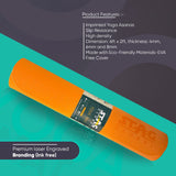 STAG GLOBAL Yoga Mantra Plain Orange Mat With Strap, 6MM Thickness