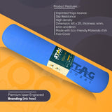 STAG GLOBAL Yoga Mantra Plain Blue Mat With Bag | 8MM Thickness | Ideal For yoga Pilates, Stretching