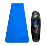STAG GLOBAL Yoga Mantra Plain Blue Mat With Bag | 8MM Thickness | Ideal For yoga Pilates, Stretching