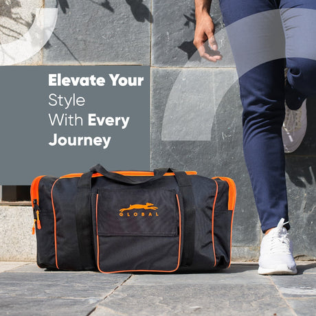 STAG GLOBAL Flex  Large Sports Kit Bag | Lock Runner Chain | Travel Bag with Adjustable Strap