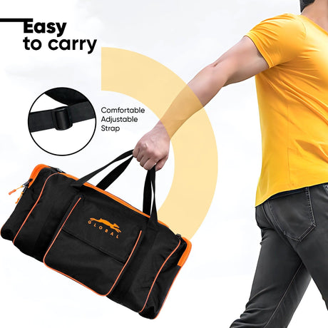 STAG GLOBAL Flex  Large Sports Kit Bag | Lock Runner Chain | Travel Bag with Adjustable Strap