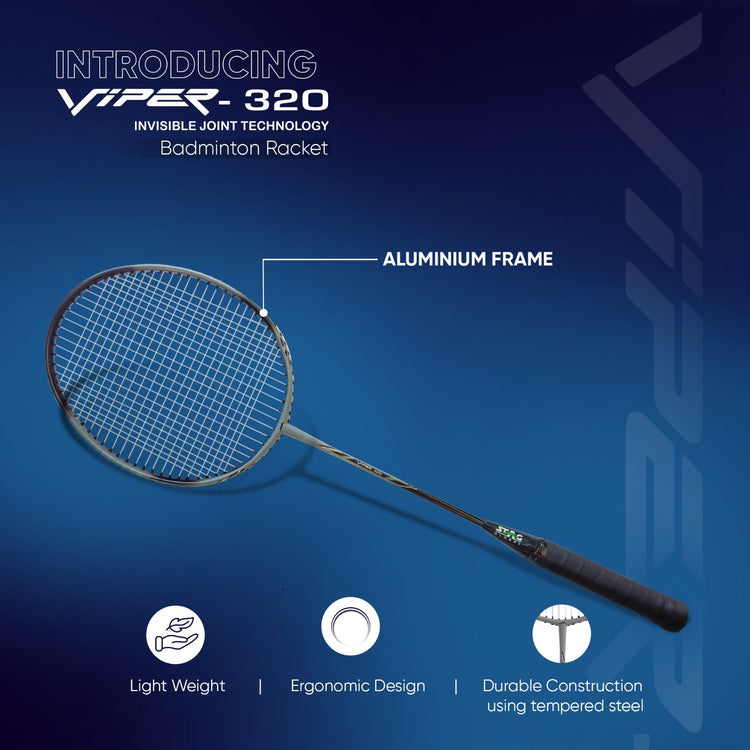 STAG GLOBAL Viper -320 Badminton Racket, Lightweight with Invisible Joint Technology