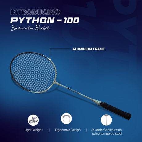 STAG GLOBAL Python 100 Badminton Racket | Lightweight | Ergonomic Design | Non Slip Grip | Enhanced Precision & Control | Ideal For Beginners