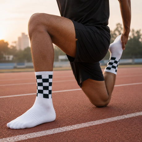 The Sock Street Sports Running Crew Socks-Checkmate Pack Of 3