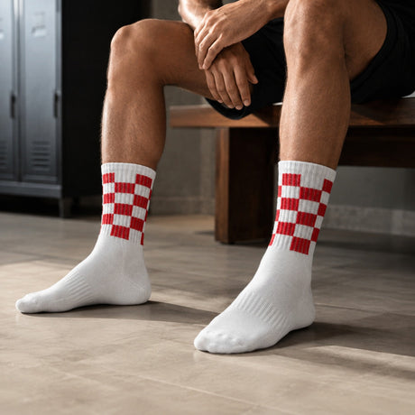 The Sock Street Sports Running Crew Socks-Checkmate Pack Of 3