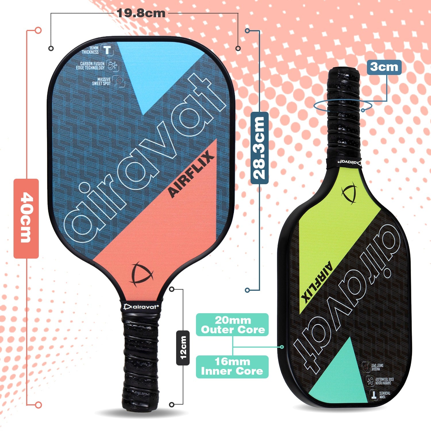 AIRFLIX PICKLEBALL PADDLE 102OL WITH BAG