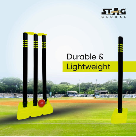 STAG Global Cricket Set | Medium Size | Complete Portable Kit with Bat, Stumps & Ball | Ideal for Kids & Beginners