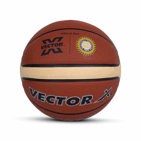 Vector X Supreme Basketball Fedration of India Official Match Ball | 14 Pannels | Rubberised Bladder | Professional Basketball