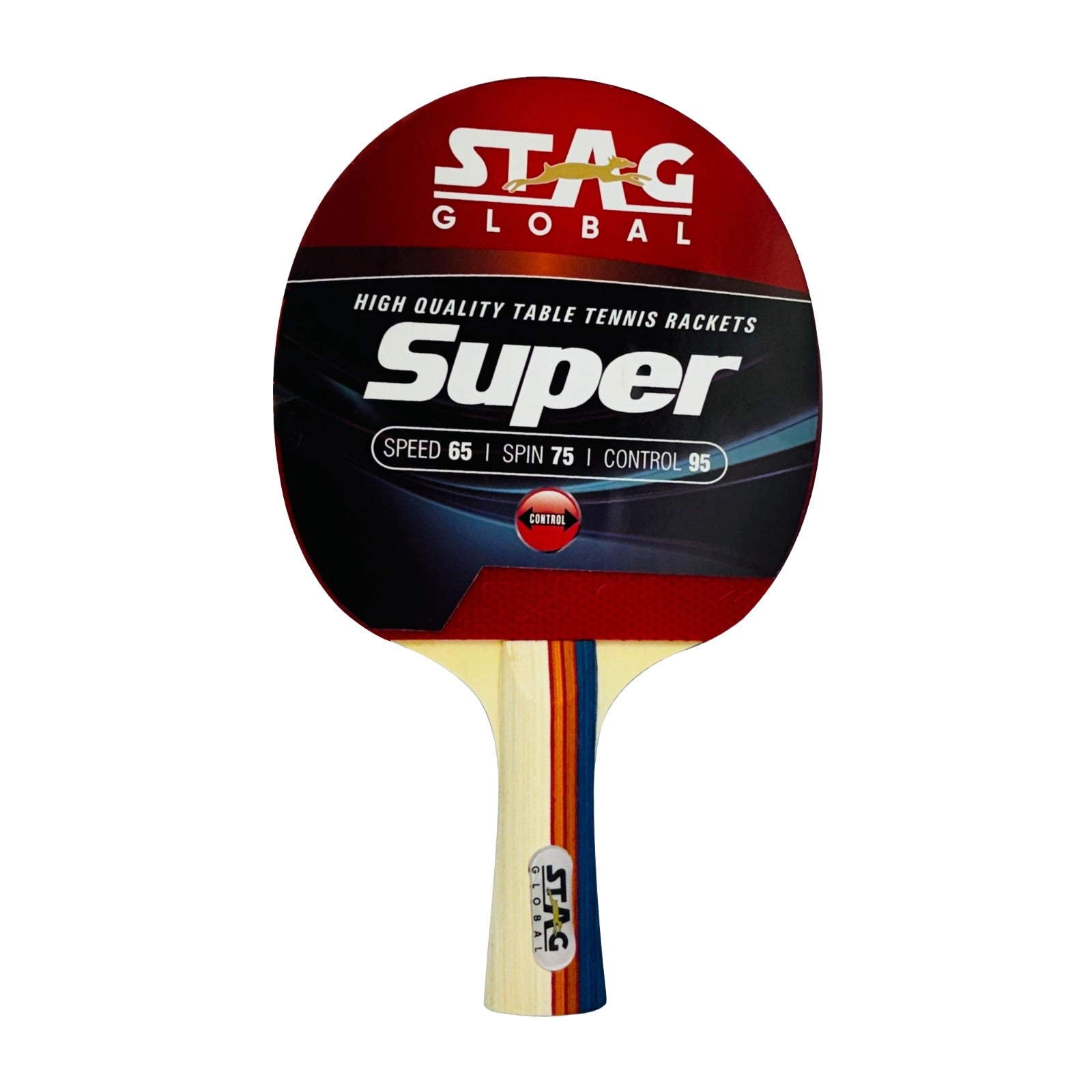 STAG GLOBAL Super Table Tennis Racket |  Speed 65 |  Spin 75 |  Control 95 | ITTF Approved Rubber