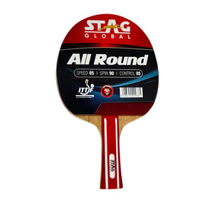 Stag Global All Round Table Tennis Racket – ITTF Approved Rubber | 174g Lightweight Paddle for Control & Spin