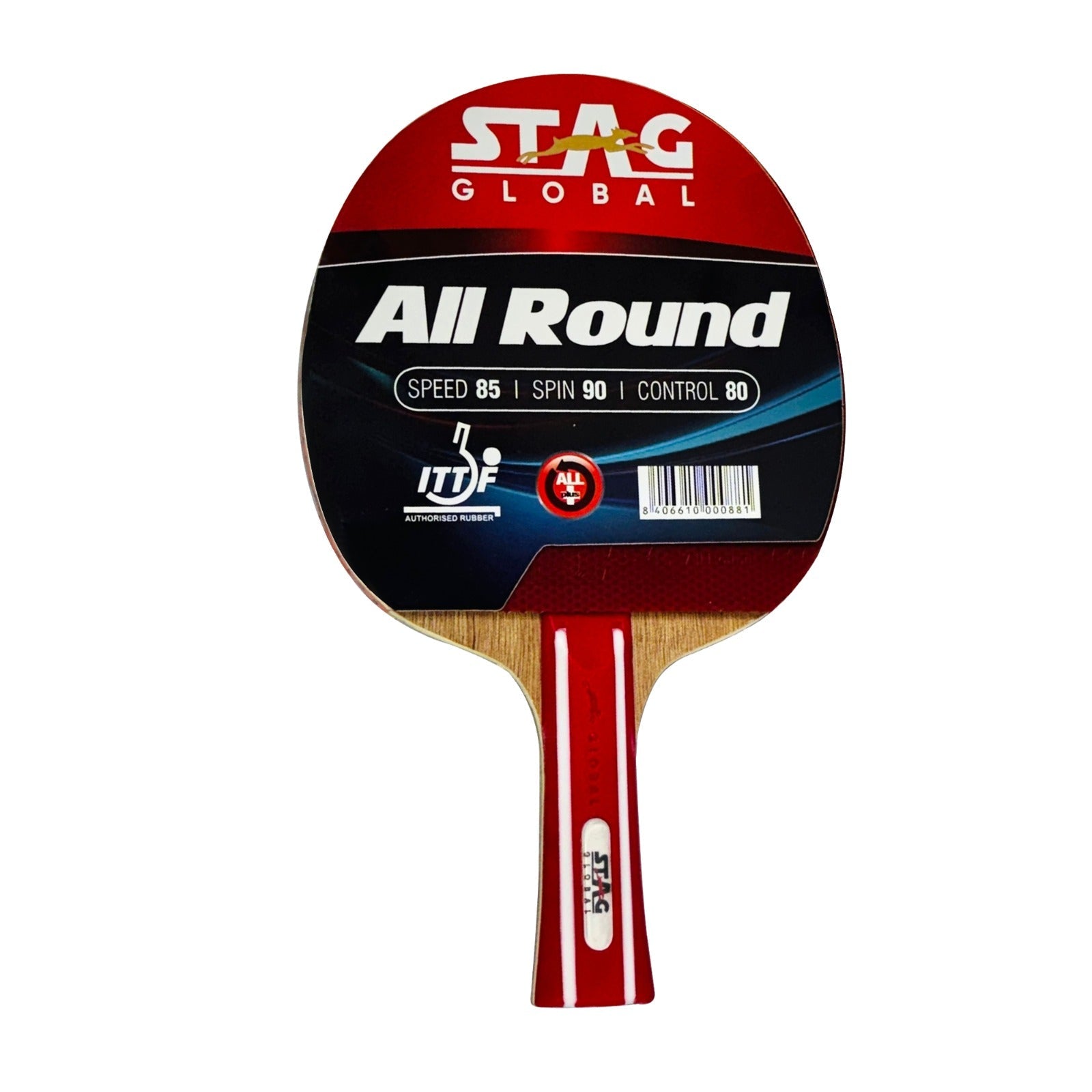 Stag Global All Round Table Tennis Racket – ITTF Approved Rubber | 174g Lightweight Paddle for Control & Spin