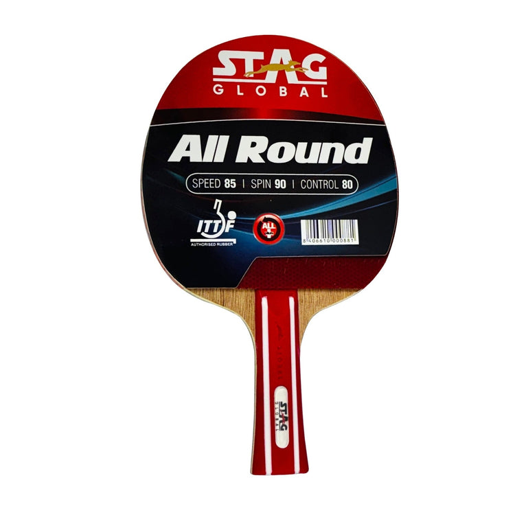 Stag Global All Round Table Tennis Racket – ITTF Approved Rubber | 174g Lightweight Paddle for Control & Spin