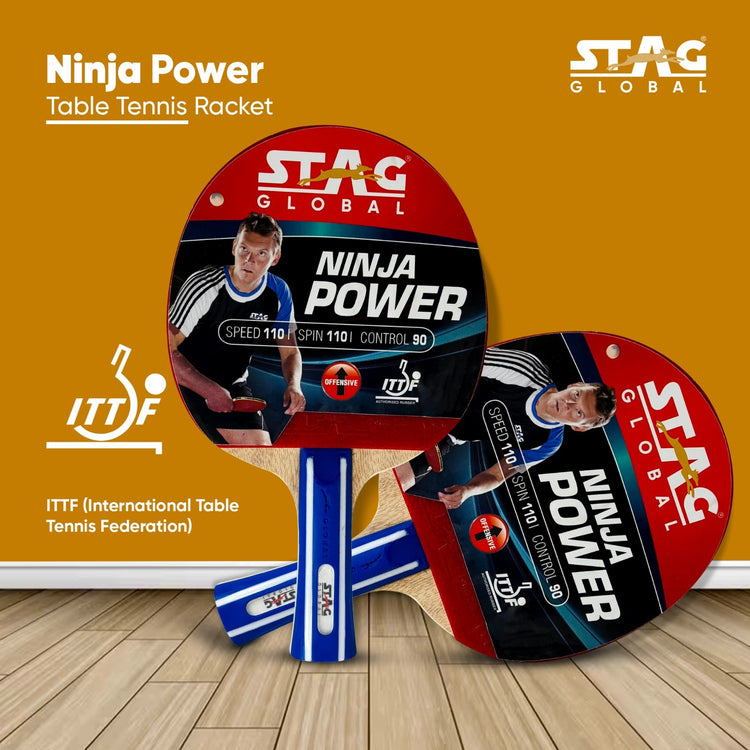 STAG GLOBAL Ninja Power Rubber Table Tennis Racket (Multicolour,200 Grams) - ITTF Approved