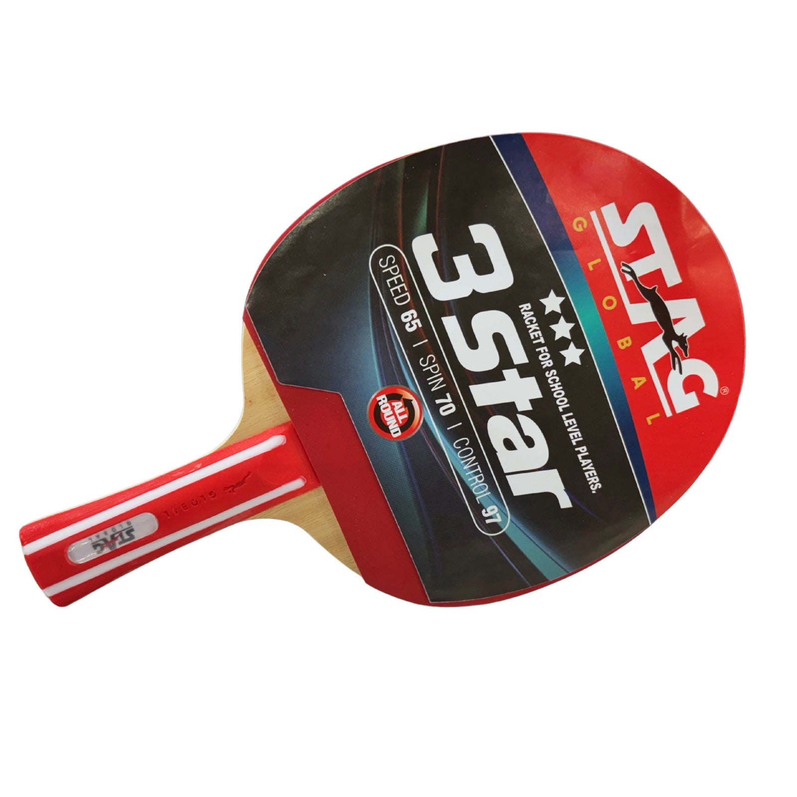 STAG GLOBAL 3 Star Table Tennis Racket | ITTF Approved Rubber| Beginner-Intermediate Series T.T Racket