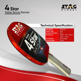 STAG GLOBAL 4 Star Table Tennis Racket  | Speed 70 | Spin  70  |  Control 95 | ITTF Approved Rubber