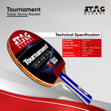 STAG GLOBAL Tournament Table Tennis Racket | Speed 70, Spin 70, Control 95