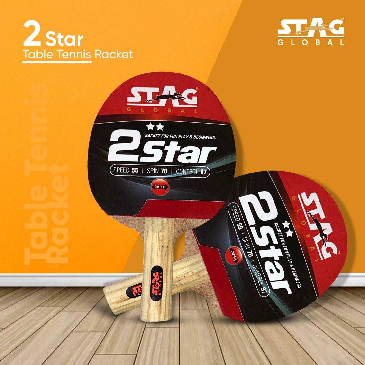Stag Control Racket Stag Global 2 Star TT Racket High Control | KIBI Sports – KIBI SPORTS
