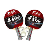 STAG GLOBAL 4 star Table Tennis Playset | 2 Racket with 3 Balls | ITTF Approved |  Complete Beginner Set