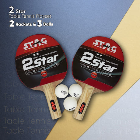 STAG GLOBAL 2 Star Table Tennis Playset with 3 Balls & Cover Complete Beginner Set