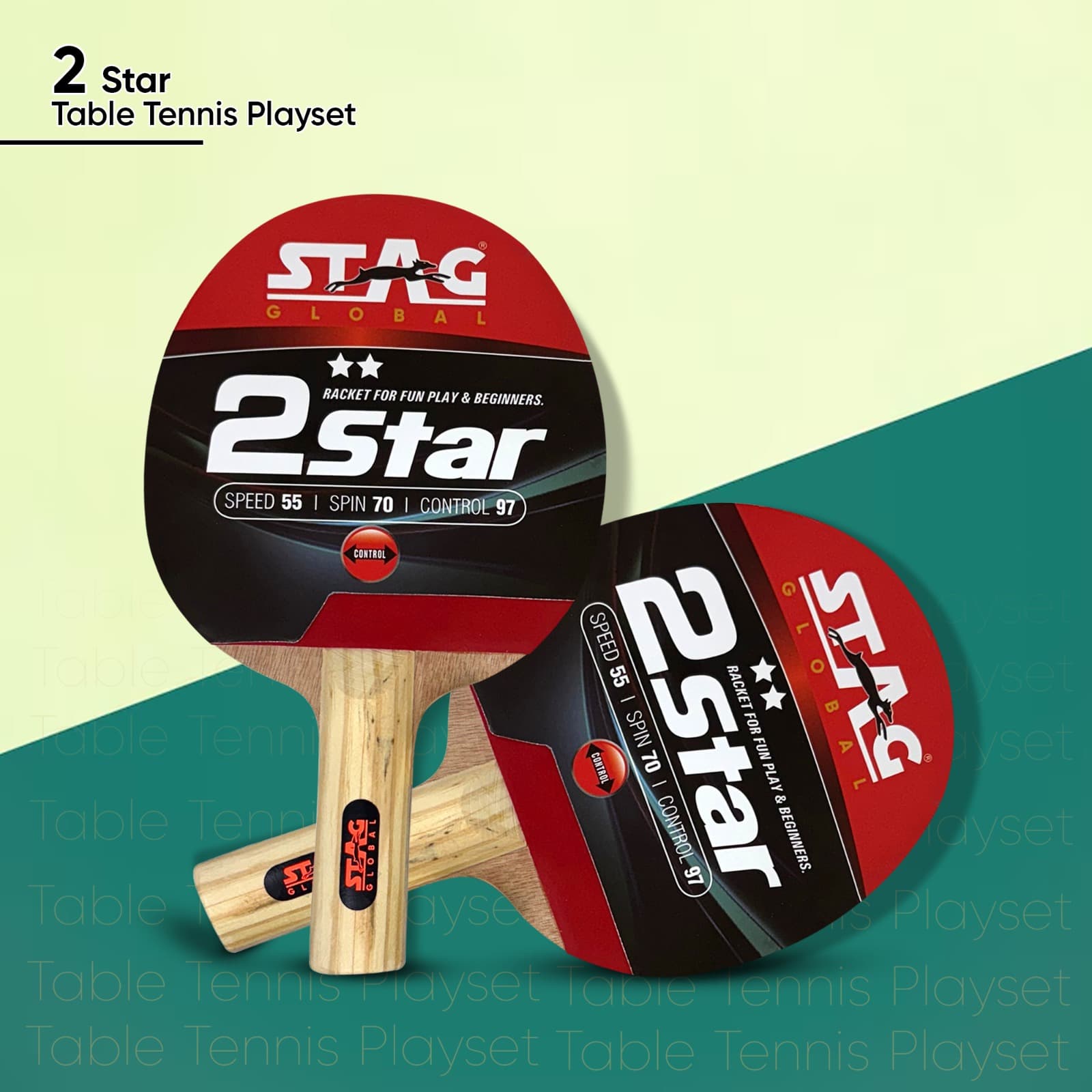 STAG GLOBAL 2 Star Table Tennis Playset with 3 Balls & Cover Complete Beginner Set