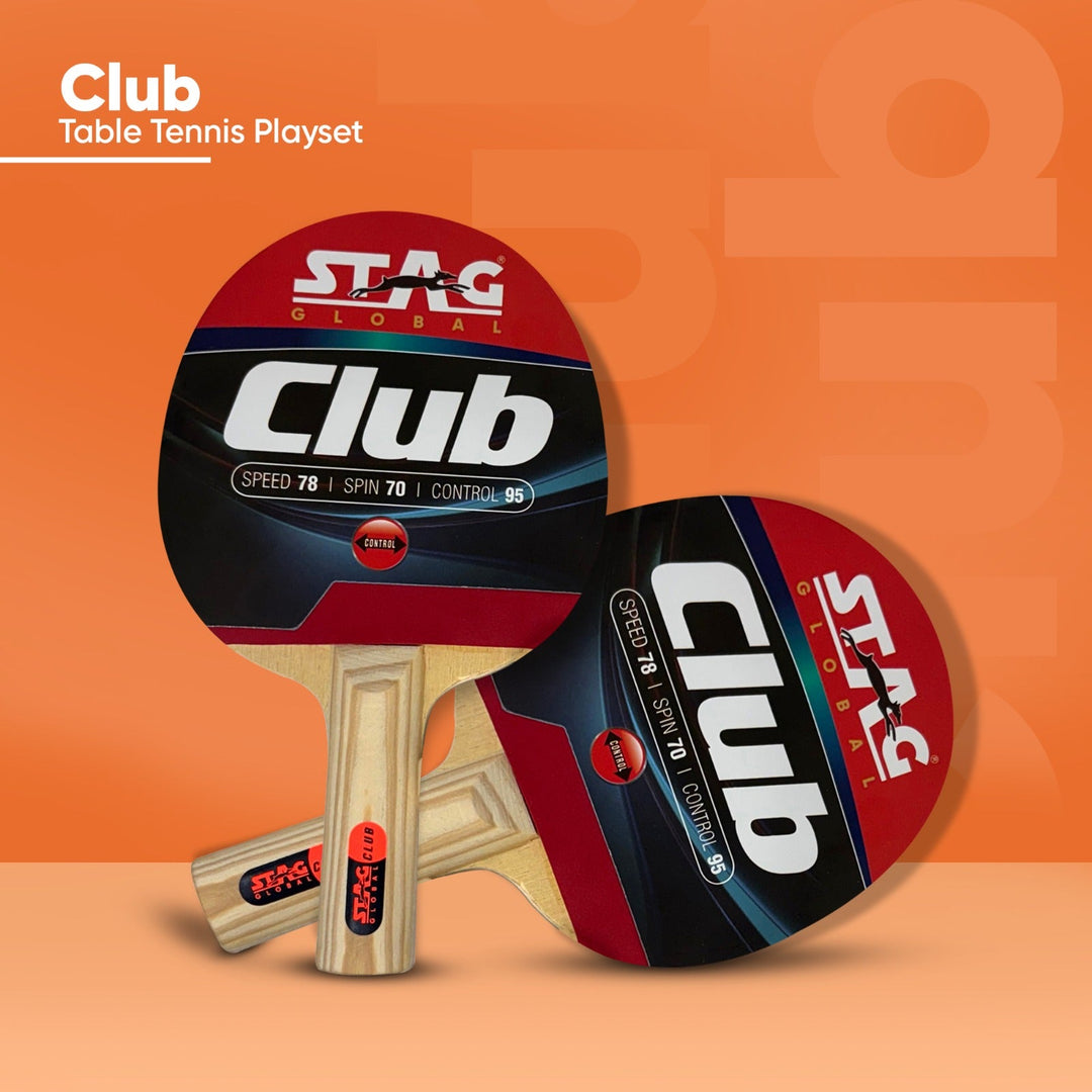 STAG GLOBAL Club Table Tennis Playset | 2 Racket, 3 Balls and 1 Cover | Portable And Lightweight