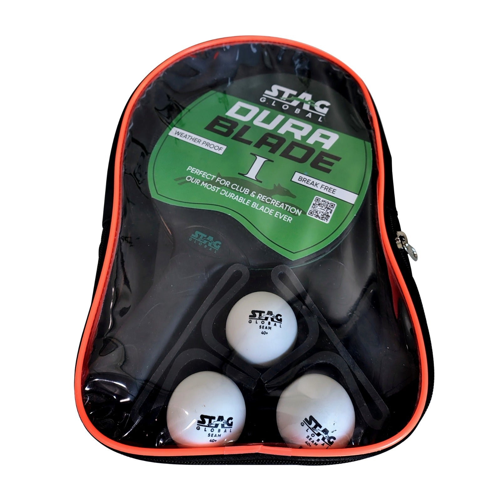 STAG GLOBAL Anywhere Everywhere Dura Blade Table Tennis Playset, 2 TT Rackets with Rubberized Grip, 3 Balls and Net Set