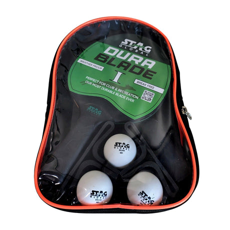 STAG GLOBAL Anywhere Everywhere Dura Blade Table Tennis Playset, 2 TT Rackets with Rubberized Grip, 3 Balls and Net Set