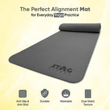 STAG GLOBAL Yoga Mantra Plain Mat 6mm With Bag | Dual-Sided Texture Mat for Everyday Yoga Practice