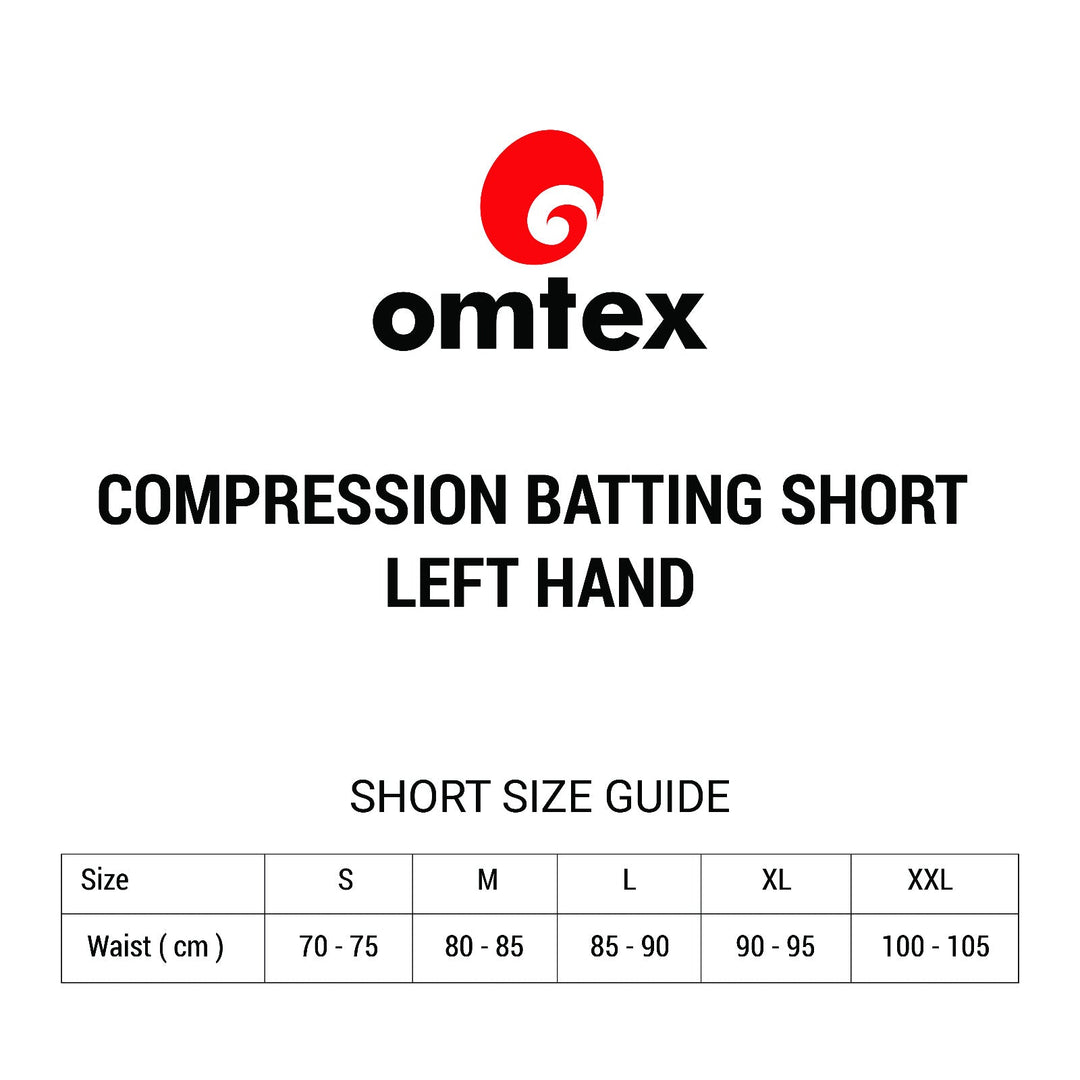 Omtex Compression Batting Shorts with Inner Pad - Left Handed - Black