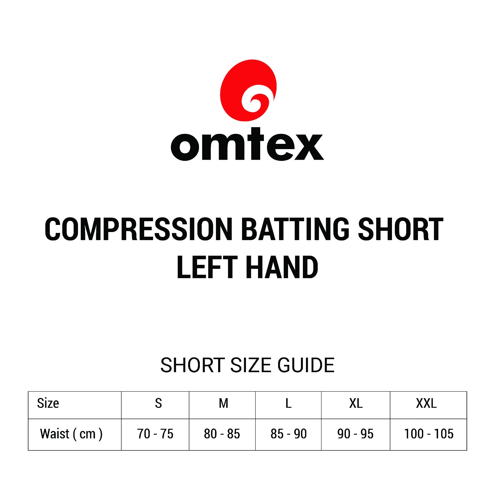 Omtex Compression Batting Shorts with Inner Pad - Left Handed - Black