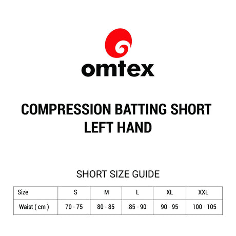 Omtex Compression Batting Shorts with Inner Pad - Left Handed - Black
