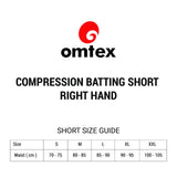 Omtex Compression Batting Shorts with Inner Pad - Right Handed - Black